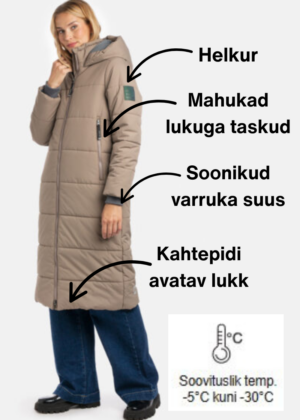 HUPPA naiste talvemantel Nina mahe beez (soojustus 300 grammi)-KOHE LAOS VIIMANE M(38-40)-SUPER HIND - Image 2