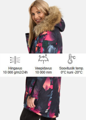HUPPA naiste talveparka Vivian kirju NATURAALKARVAGA 200 gr soojustusega-vihma ja tuulekindel-KOHE LAOS VIIMANE XS(34) - Image 3