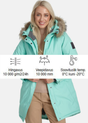 HUPPA naiste talveparka Vivian mündiroheline NATURAALKARVAGA(200 gr soojustusega) -Tarne kuni 5 tööpäeva - Image 2