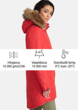 HUPPA naiste talveparka Vivian punane NATURAALKARVAGA 200 gr soojustusega-KOHE LAOS VIIMASED - Image 2