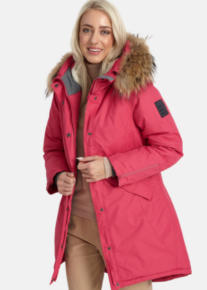 Huppa naiste talveparka Vivian fuksiaroosa naturaalkarvaga 200 gr soojustusega-vihma ja tuulekindel-kohe laos viimased - Image 1