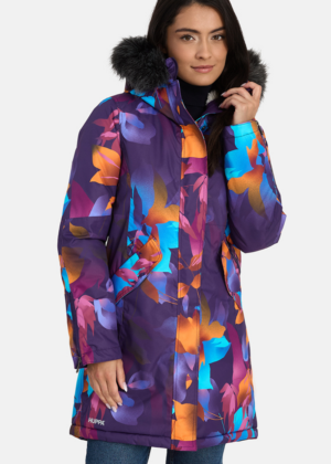 HUPPA vihma ja tuulekindel KUNSTKARVAGA  naiste talveparka Vivian kirju tumelilla oranzi mustriline-KOHE LAOS VIIMANE L(42-44)-SUPER HIND - Image 1