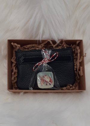 Kinkekomplekt- Charm London naturaalnahast võtmehoidja rahakott Chocelite Eesti käsitöö šokolaadikomm-KOHE LAOS-KIIRE TARNE - Image 1