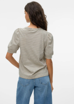 VERO MODA orgaanilisest puuvillast särk Kerry beezi musta triibuline-KOHE LAOS - Pilt 3