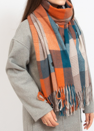 Soe mitmevärviline sügis-talvine sall oranzi sinisega-KOHE LAOS VIIMANE - Image 1