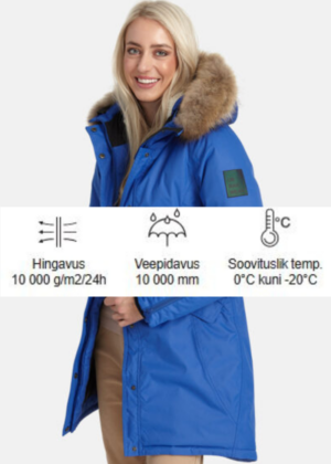 HUPPA naiste talveparka Vivian sinine NATURAALKARVAGA 200 gr soojustusega-vihma ja tuulekindel-KOHE LAOS - Image 3