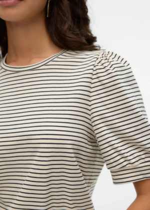 VERO MODA orgaanilisest puuvillast särk Kerry beezi musta triibuline-KOHE LAOS - Pilt 4