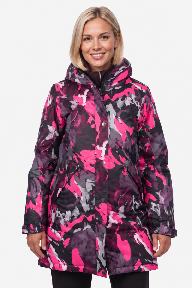 Huppa naiste talveparka Janelle roosa musta kirju